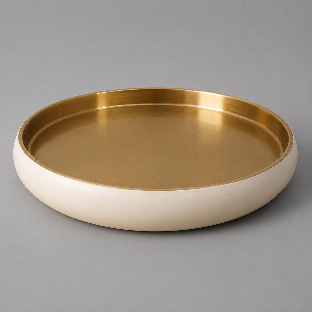 Vikko - Sunrise, Double Wall Tray, White and Gold, 12.5"
