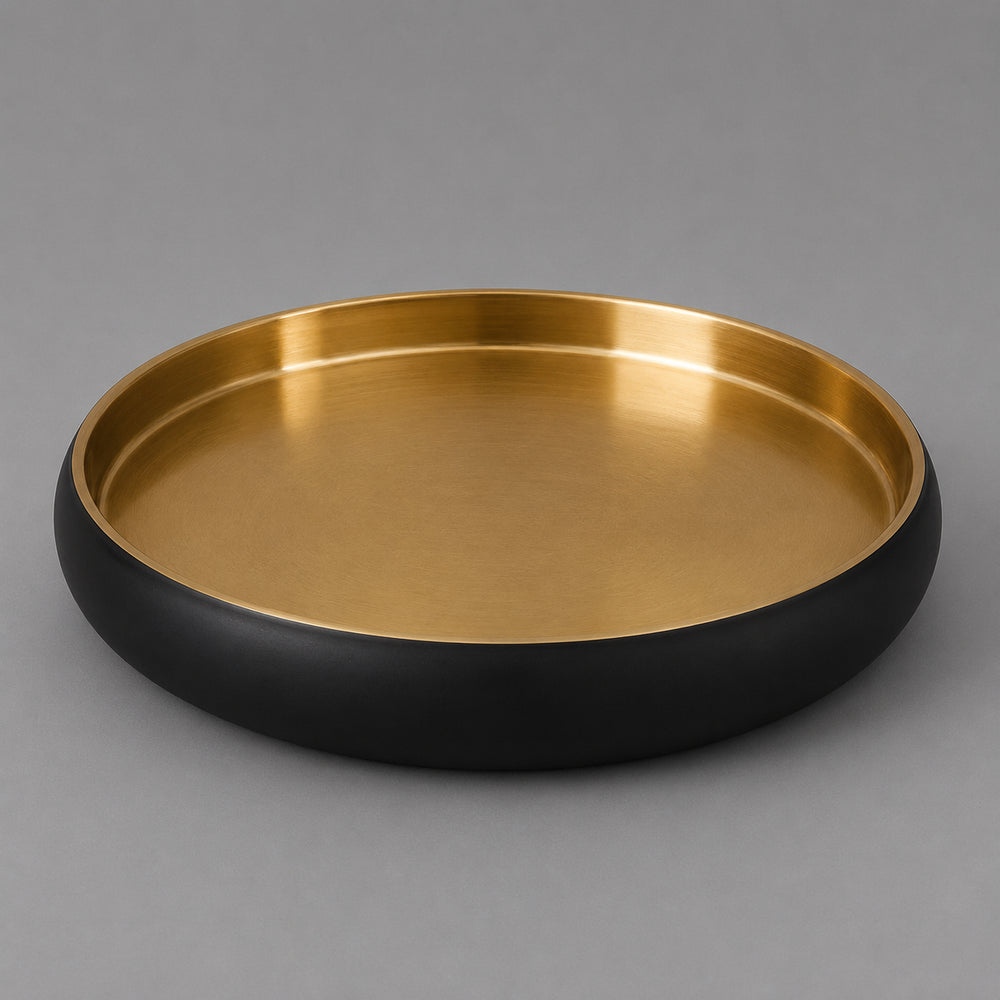 Vikko - Sunrise, Double Wall Tray, Black and Gold, 10.25"