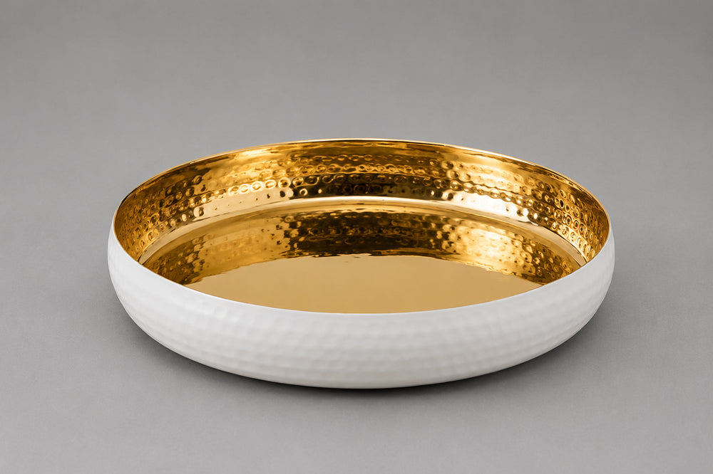 Vikko - Glam, Tray, White and Gold, 12.5"