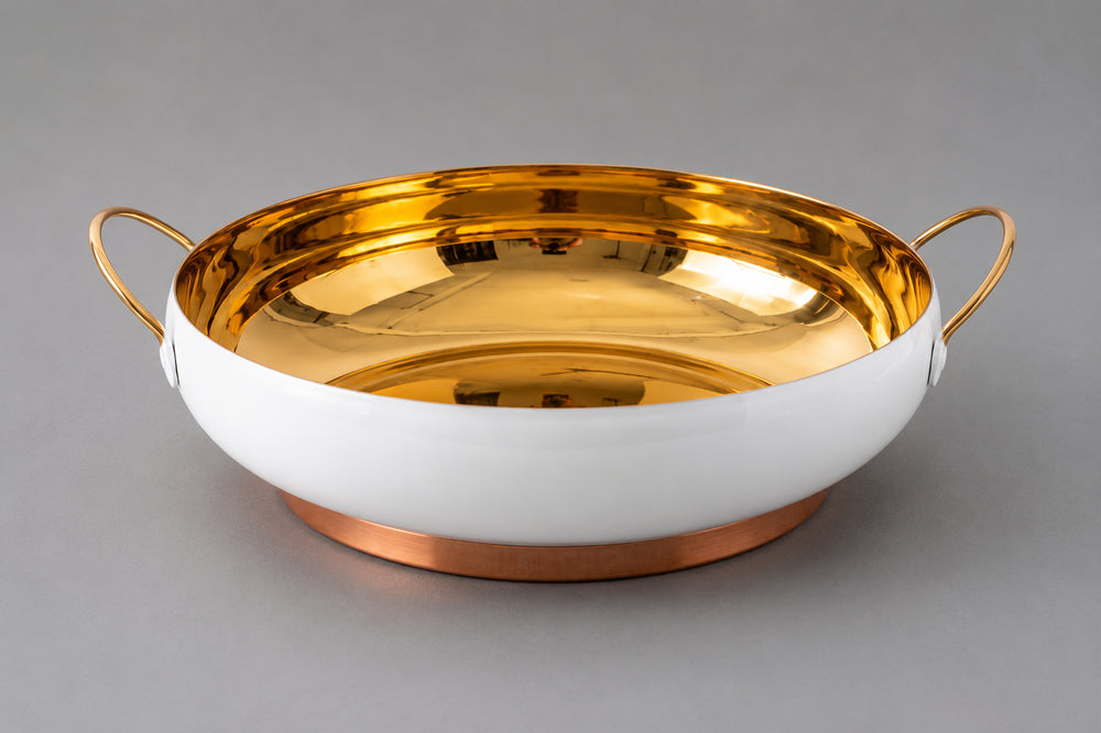 Vikko - Eye, Casserole Bowl, White and Gold, 14.25"