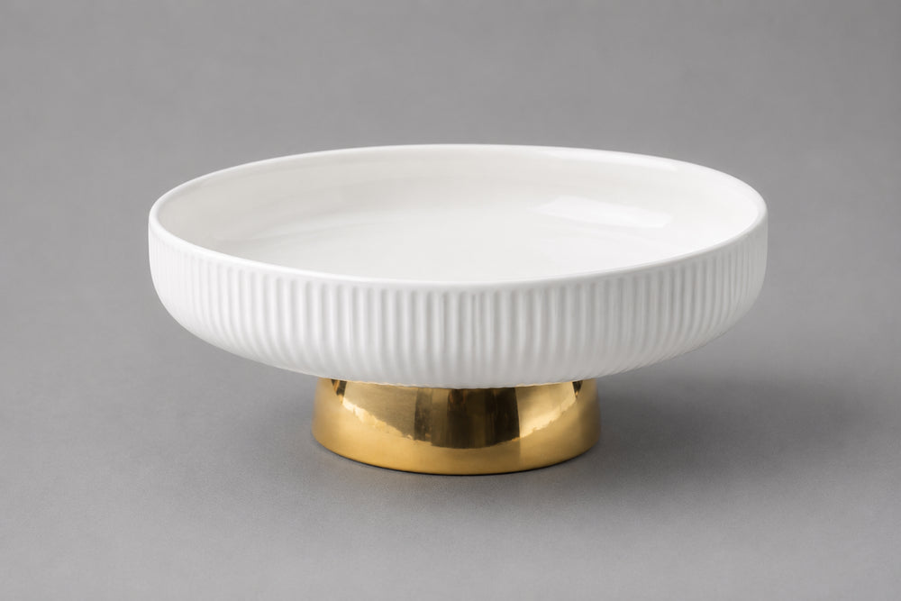 Vikko - Dusk, Cake Stand, White and Gold, 14.25"