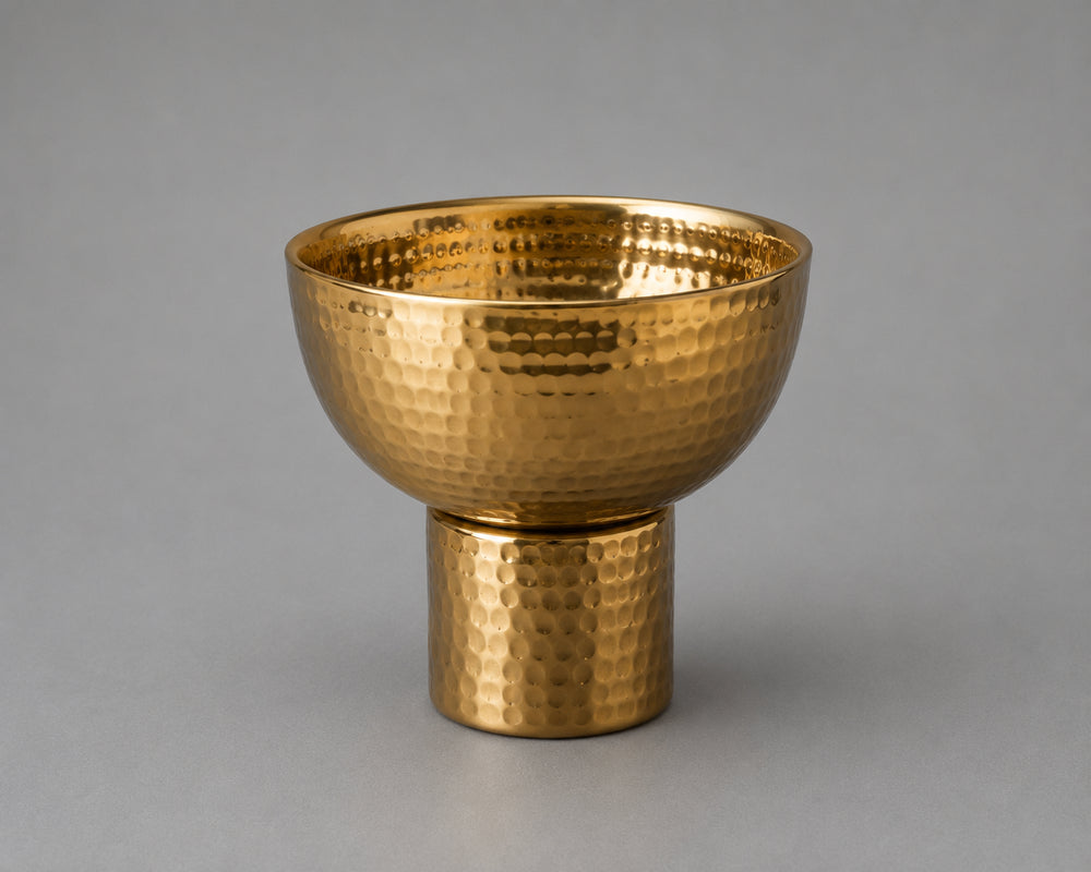 Vikko - Eclipse, Double Wall Pedestal Bowl, Gold, 12.5"