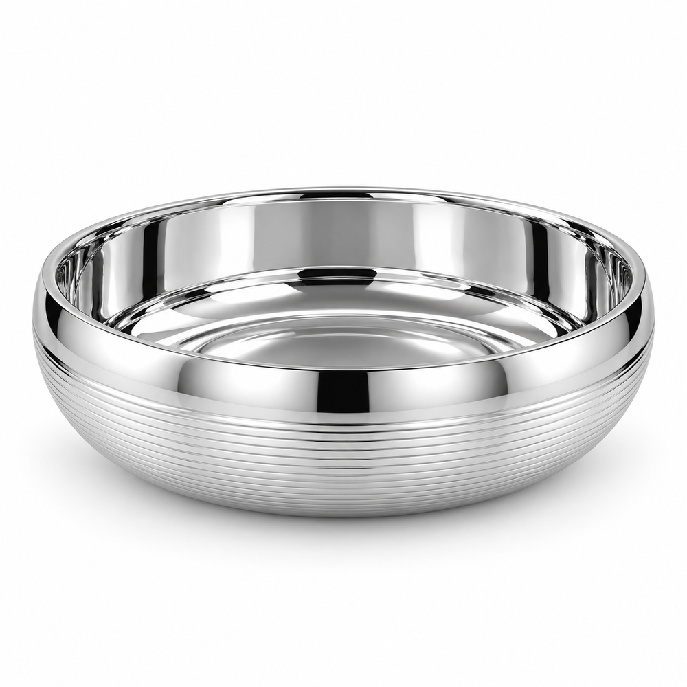 Prestige - Striped, Double Wall Bowl, Silver, SS, 9", 96 oz