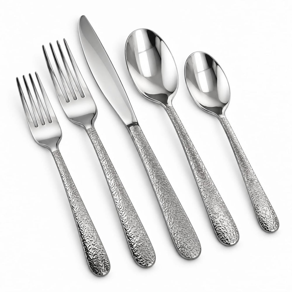 Prestige - Pebble Beach, Shiny Silver, 18/10 SS, 20 Pc Flatware Set - Gift Box