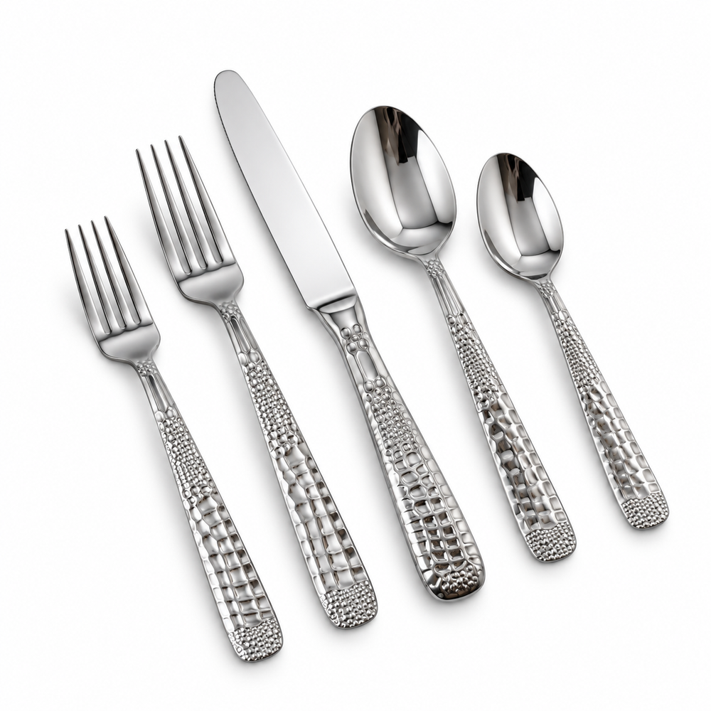 Prestige - Alligator, Shiny Silver, SS, 20 Pc Flatware Set - Gift Box