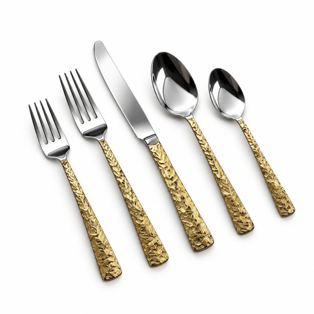 Prestige - Quarry Slate, Shiny Gold, SS, 20 Pc Flatware Set - Gift Box
