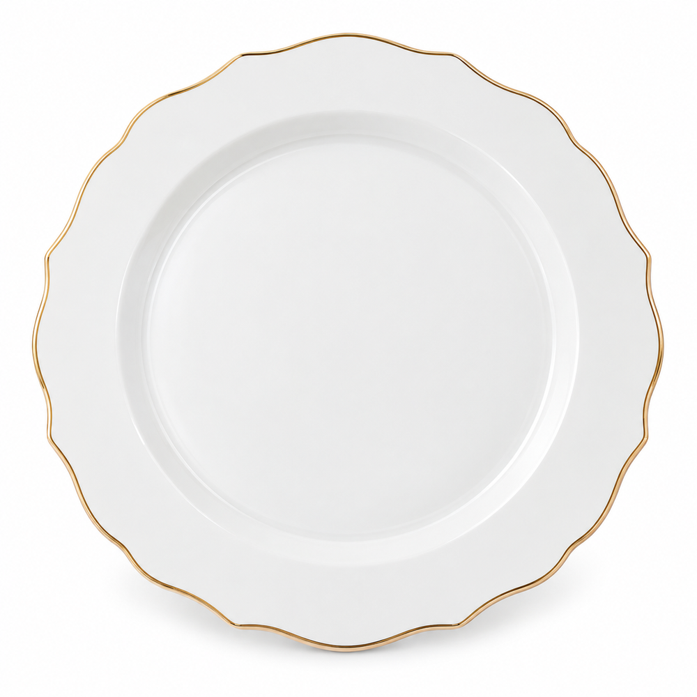 Vikko - Spring Gold, Bone China, White with Gold Rim, Charger 12.5"