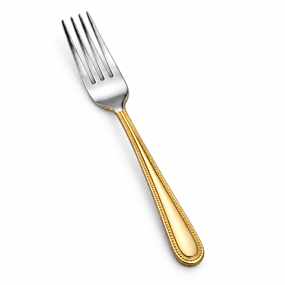 Prestige - Euro Bead, Shiny Gold Handle, 18/10 SS, Dinner Fork