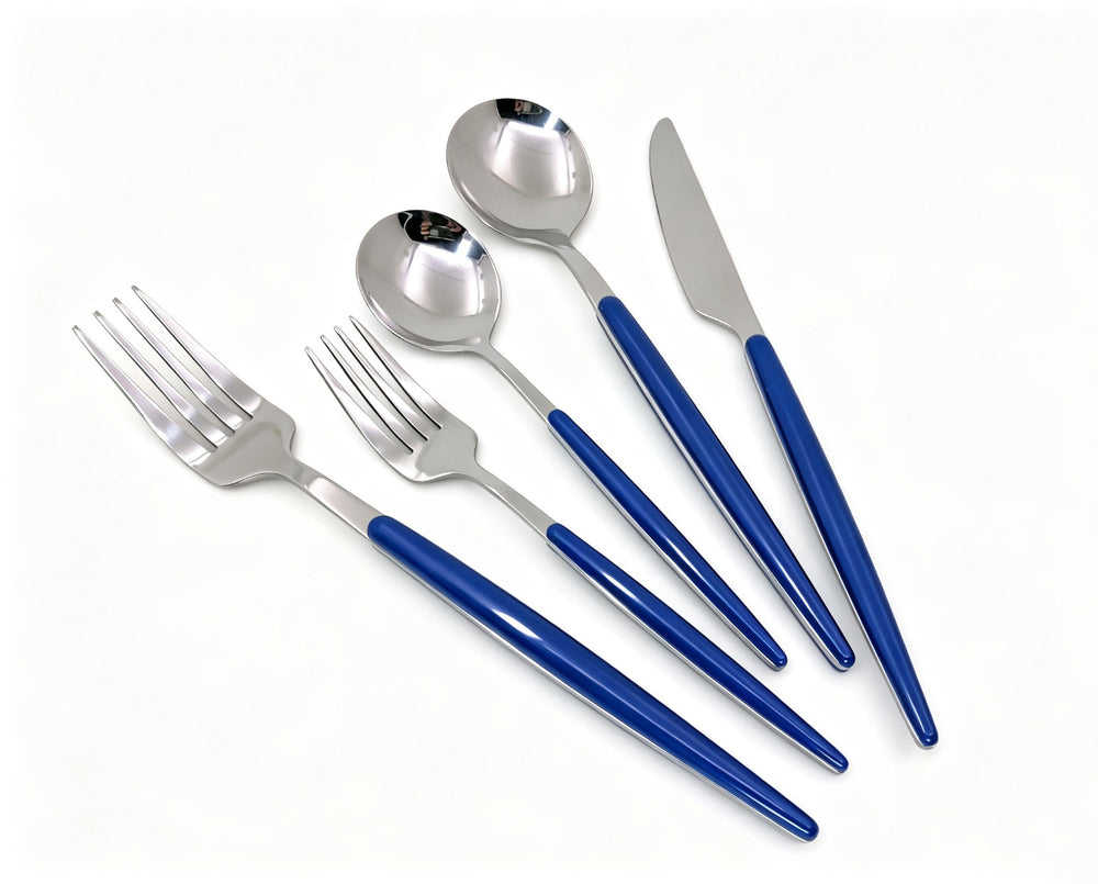 Prestige - Osaka Navy Blue, Shiny Silver, SS, 20 Pc Flatware Set - Gift Box
