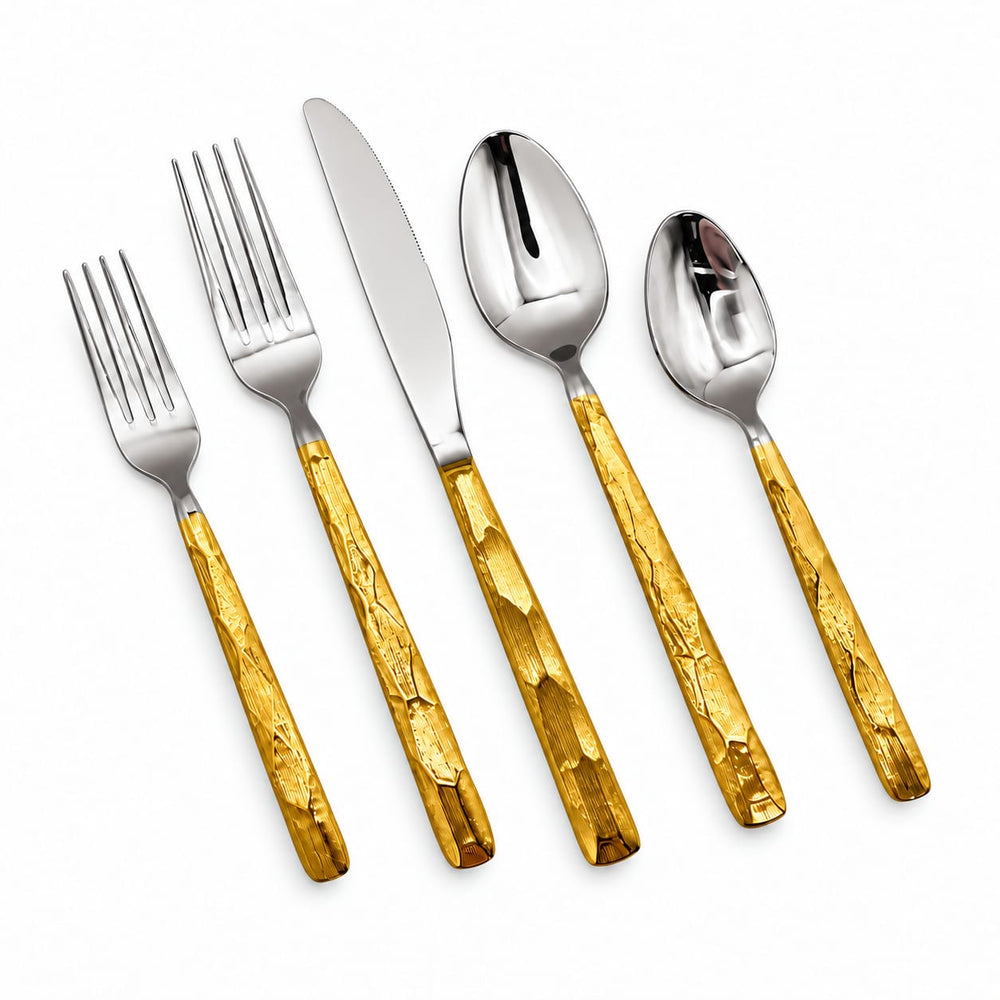 Prestige - Pond, Gold Handle, SS, 20 Pc Flatware Set - Gift Box