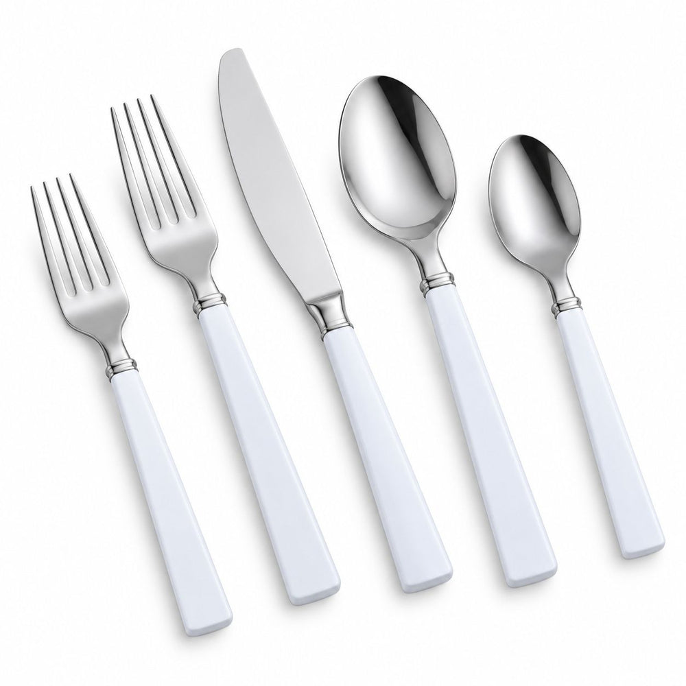 Prestige - West Elm, White Enamel, 5 Pc Flatware 1 Place Setting
