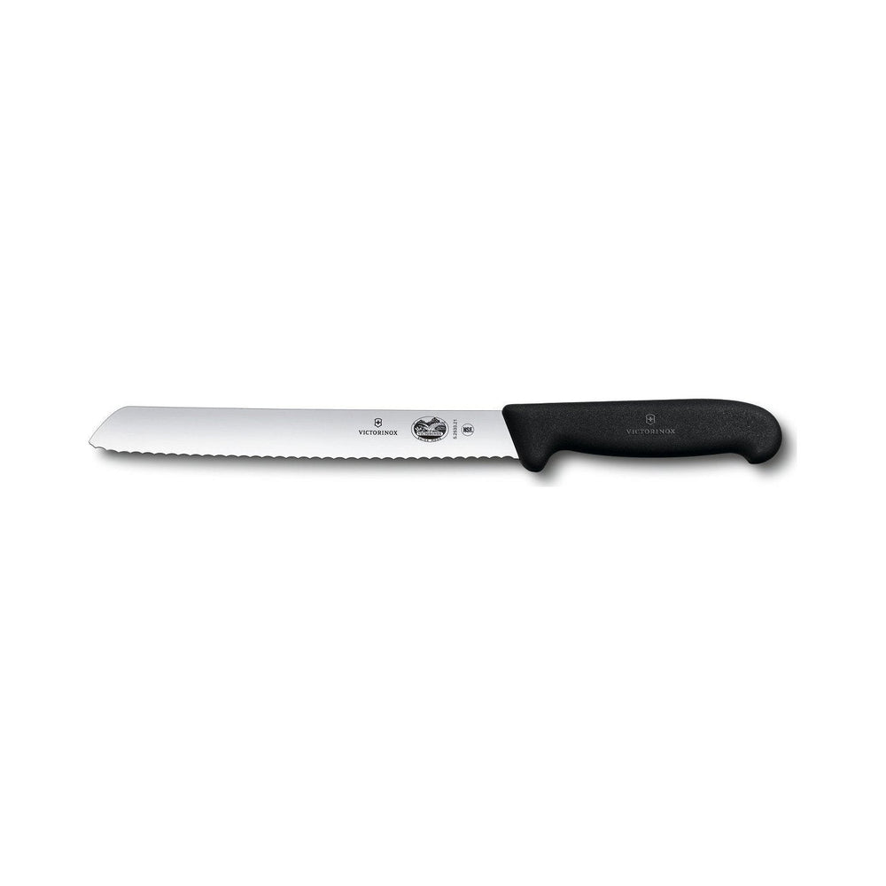 Victorinox - Fibrox, Bread Knife, Serrated Blade, Slanted Tip, Black, 8"