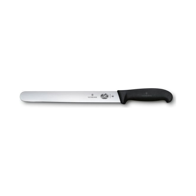 Victorinox - Fibrox, Slicing Knife, Straight Blade, Round Tip, Black, 10"