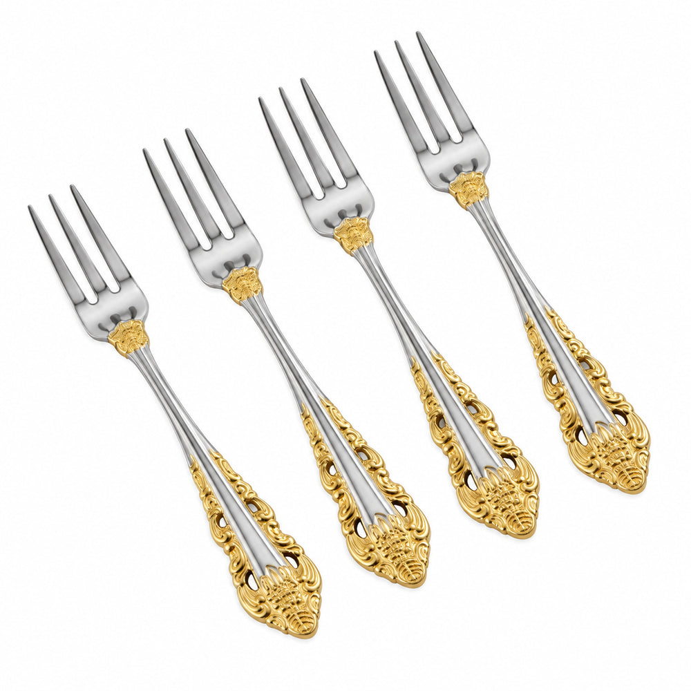Prestige - Antique Baroque, Gold Accent, SS, Fruit Fork, 4 Pc Set