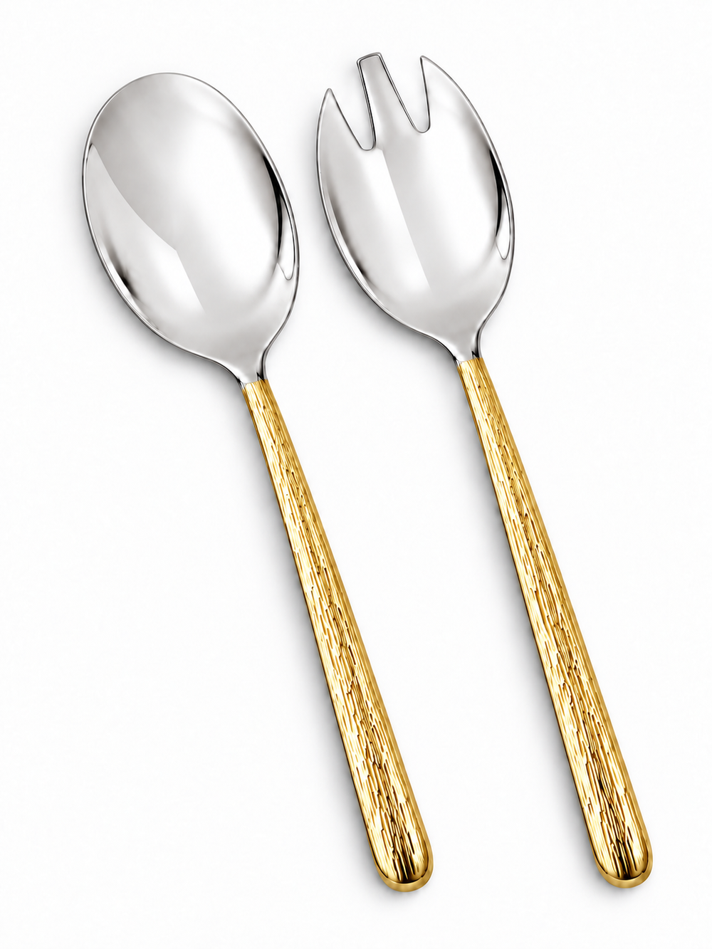 Prestige - British Isle, Shiny Silver with Gold Handle, 2 Pc Serving Set