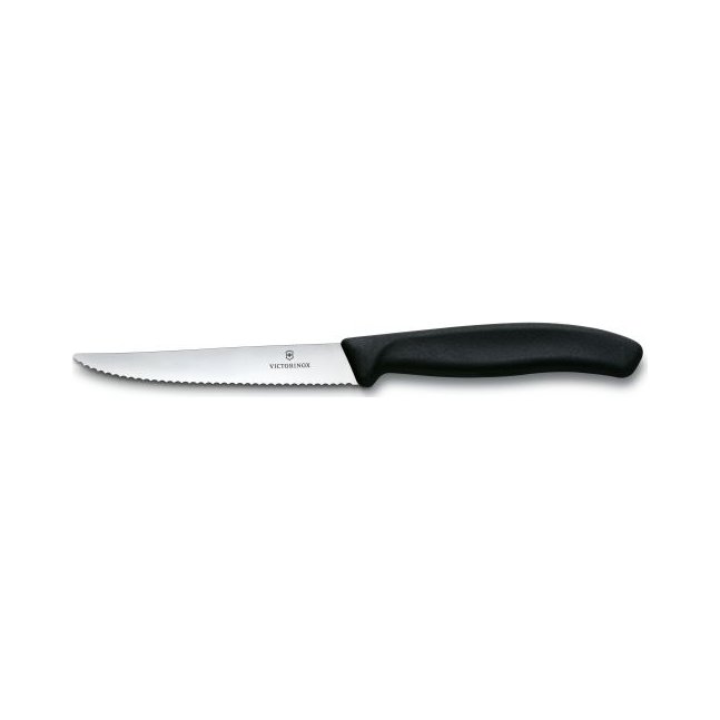 Victorinox - Swiss Classic, Steak Knife, Serrated Blade, Spear Tip, Black, 4.5"