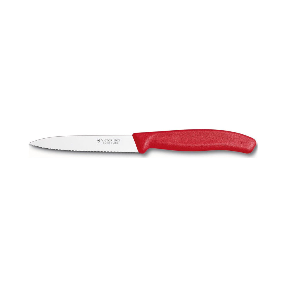 Victorinox - Swiss Classic, Paring Knife, Serrated Blade, Spear Tip, Red, 3.25"