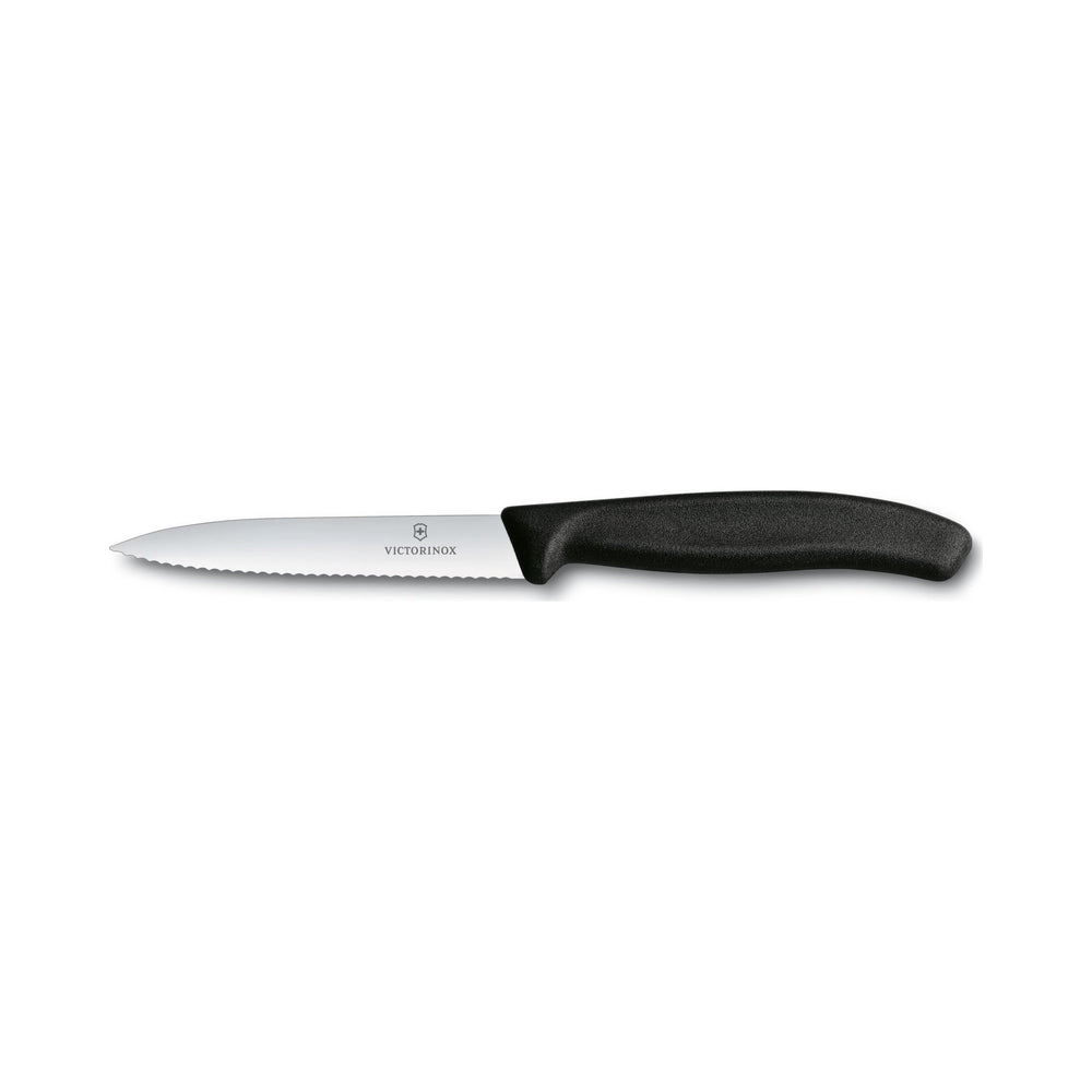 Victorinox - Swiss Classic, Paring Knife, Serrated Blade, Spear Tip, Black, 3.25"