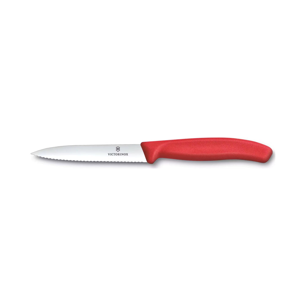 Victorinox - Swiss Classic, Paring Knife, Serrated Blade, Spear Tip, Red, 4"