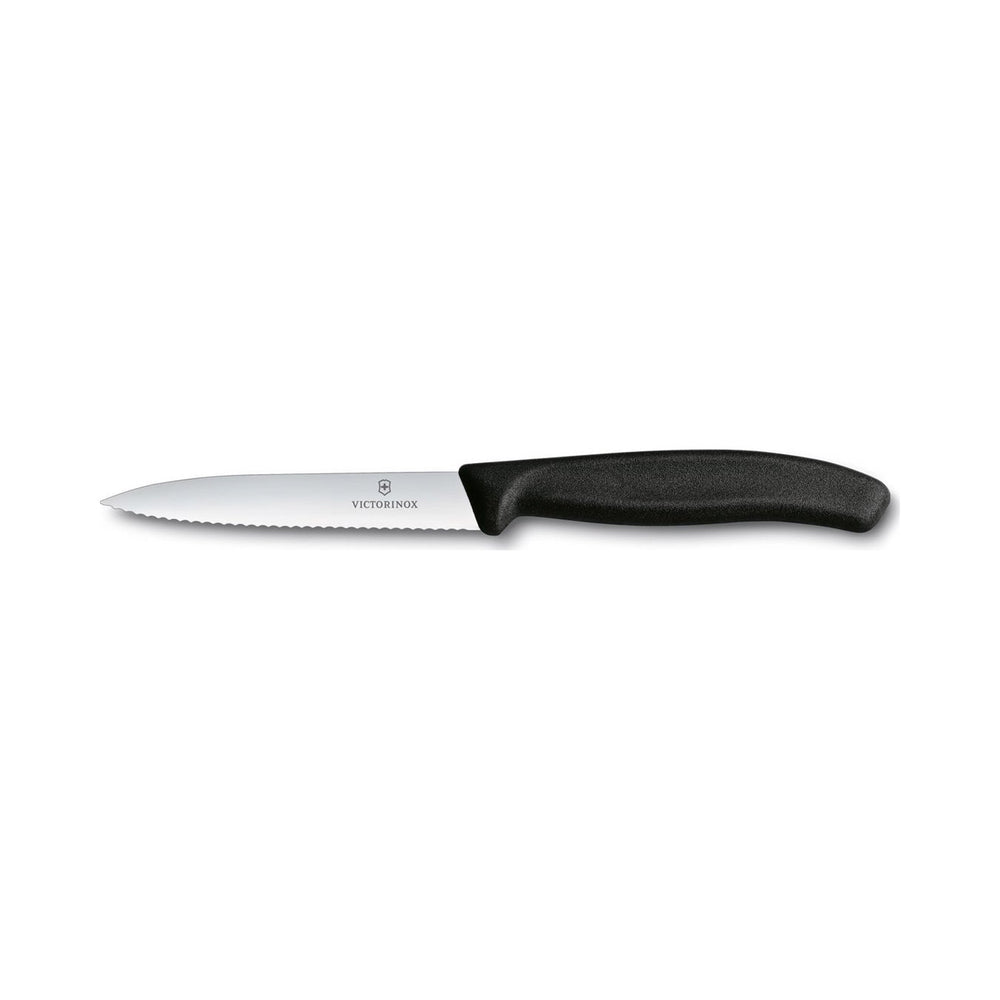 Victorinox - Swiss Classic, Paring Knife, Serrated Blade, Spear Tip, Black, 4"