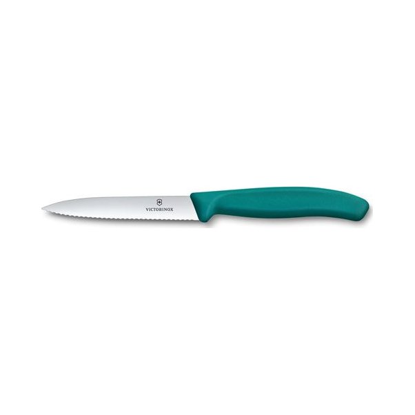Victorinox - Swiss Classic, Paring Knife, Serrated Blade, Spear Tip, Green, 4"