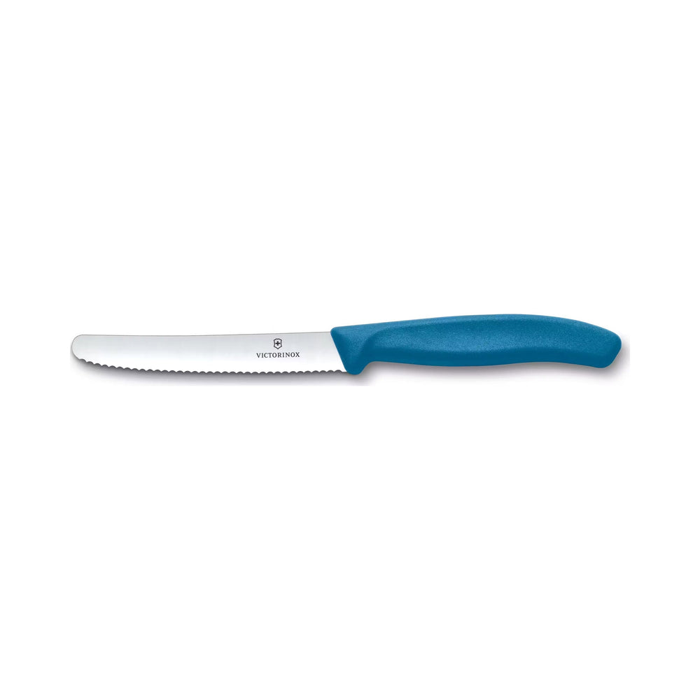 Victorinox - Swiss Classic, Tomato Knife, Serrated Blade, Round Tip, Blue, 4.5"