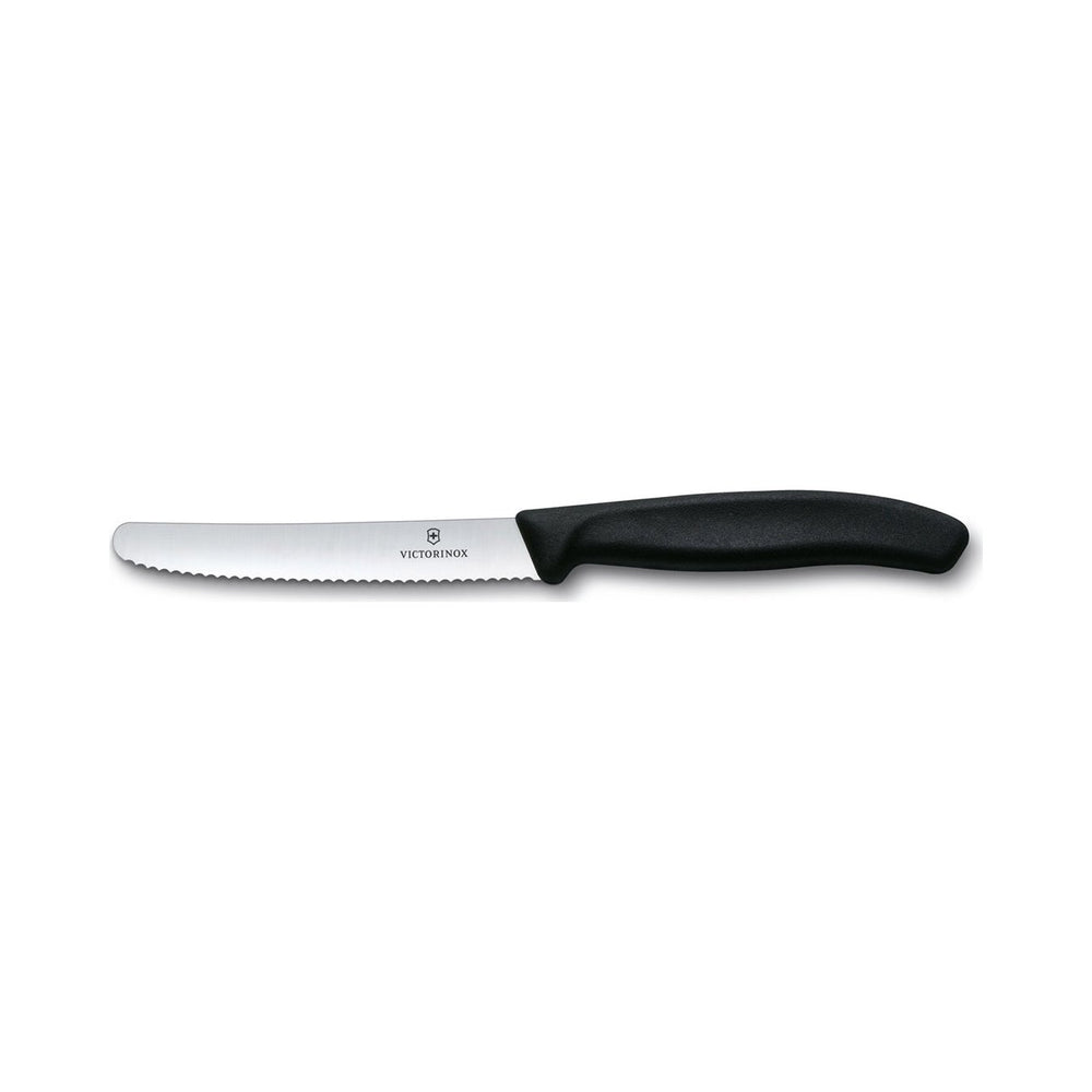 Victorinox - Swiss Classic, Tomato Knife, Serrated Blade, Round Tip, Black, 4.5"