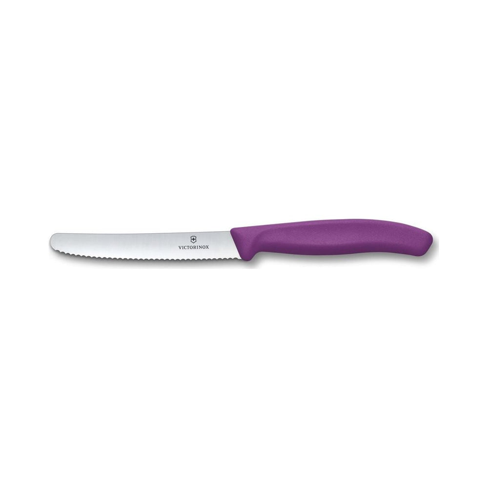 Victorinox - Swiss Classic, Tomato Knife, Serrated Blade, Round Tip, Purple, 4.5"