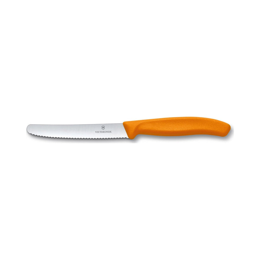 Victorinox - Swiss Classic, Tomato Knife, Serrated Blade, Round Tip, Orange, 4.5"