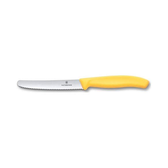 Victorinox - Swiss Classic, Tomato Knife, Serrated Blade, Round Tip, Yellow, 4.5"