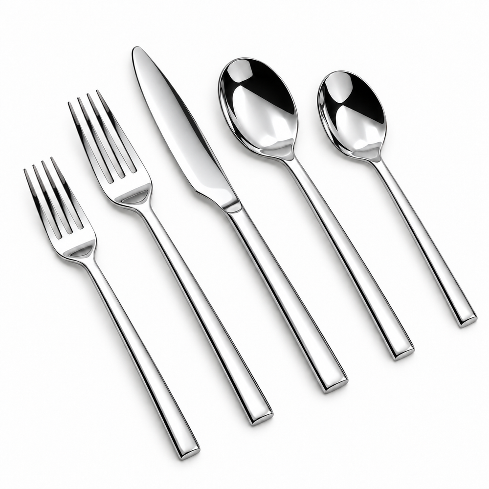 Prestige - Kyoto Forged, Shiny Silver SS, 20 Pc Flatware Set - Gift Box