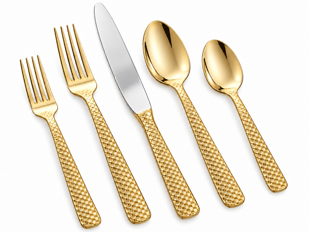 Prestige - Serpentine, Gold Plated, SS, 20 Pc Flatware Set