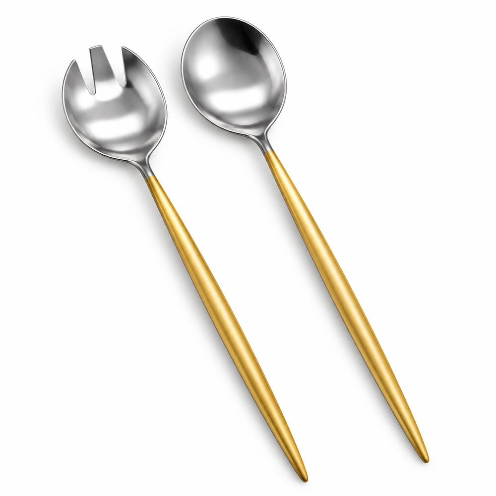 Prestige - Tai Chi, Brushed with Gold Handle, SS, 2 Pc Serving Set