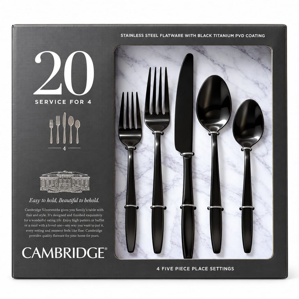 Prestige - Cambridge, Ogden, Brushed Black, SS, 20 Pc Flatware Set