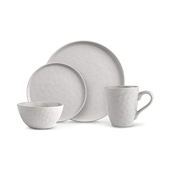 Trudeau - Mercerie, Fine Porcelain, Gray, 16 Pc Dinnerware Set, Service for 4