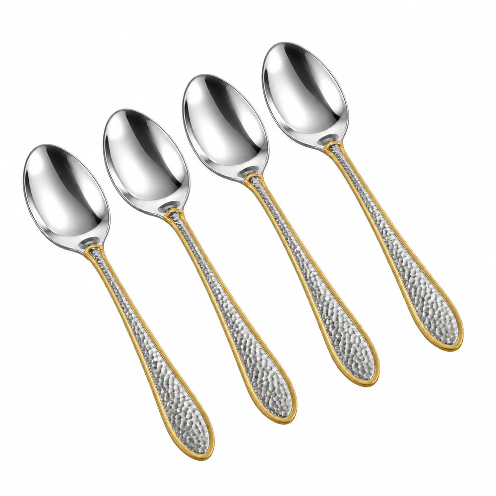 Prestige - American Hammered, Gold Accent, 18/10 SS, Coffee Spoon, 4 Pc Set