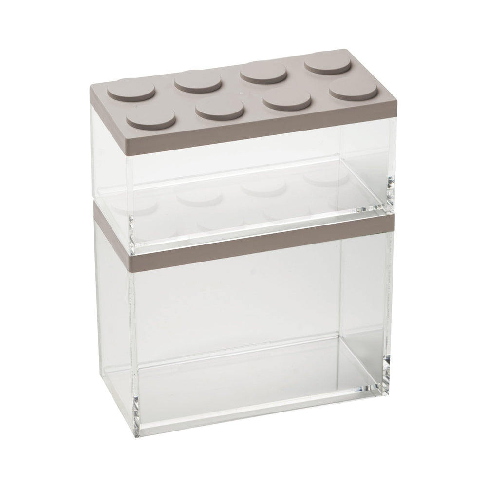 Omada - Brickstore, Lego Acrylic Food Storage Container, Gray, 34 oz, 50 oz, 2 Pc Set