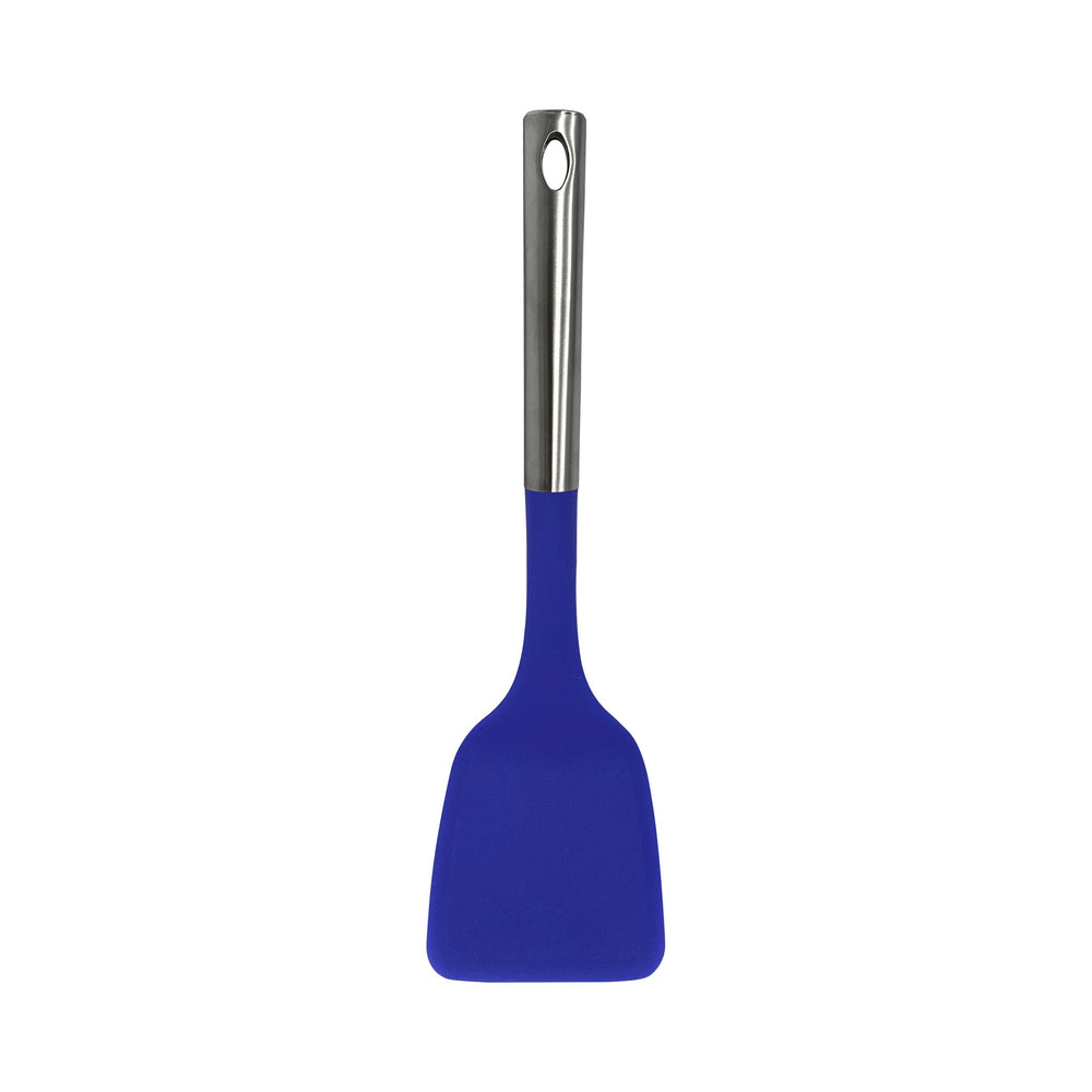 Millvado - Nylon Utensils, Solid Turner, SS Handle, Blue, 13.5"