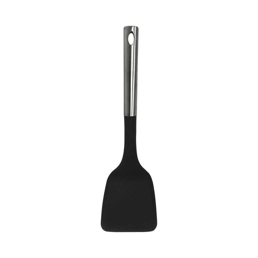 Millvado - Nylon Utensils, Solid Turner, SS Handle, Black, 13.5"
