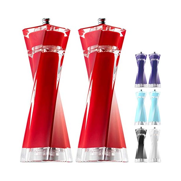 Mitbak - Acrylic, Salt and Pepper Grinders, Red, 2 Pk