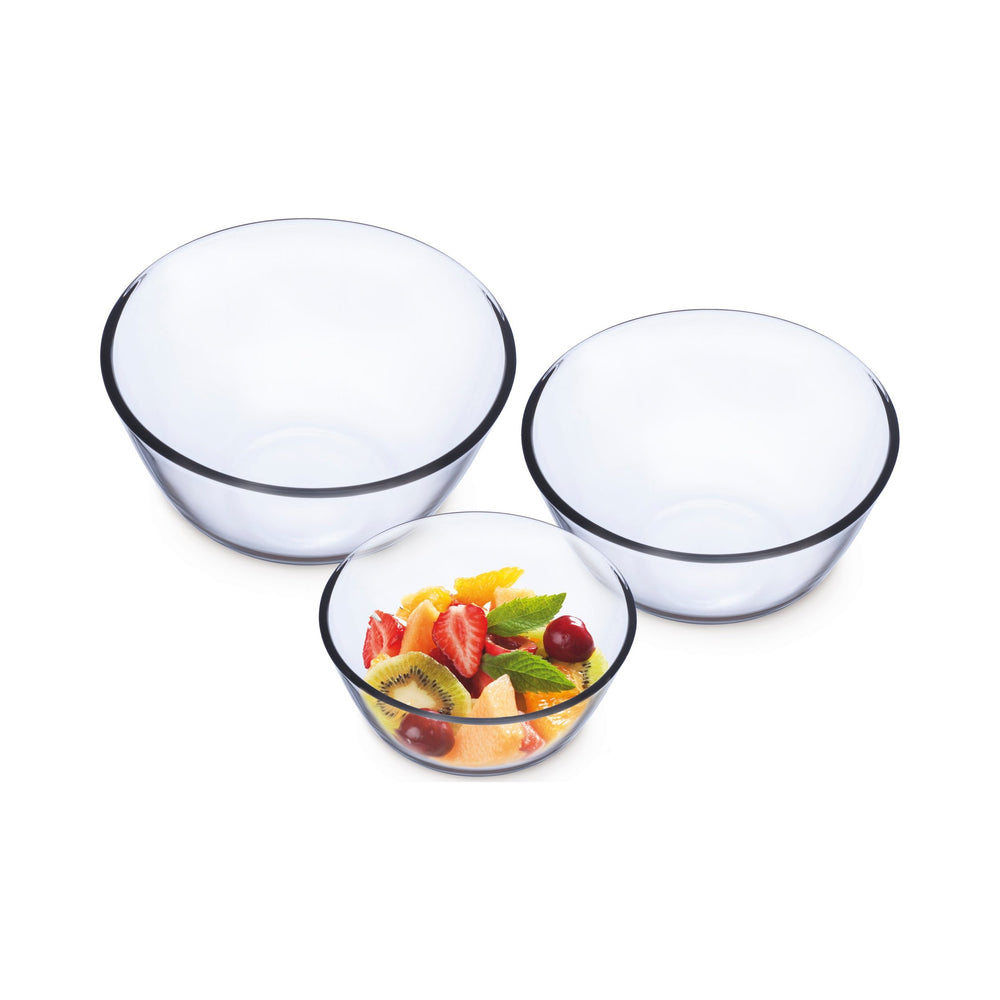 Simax - Glass Mixing Bowl Set, 0.5 qt, 1.4 qt, 2.7 qt, 3 Pc Set