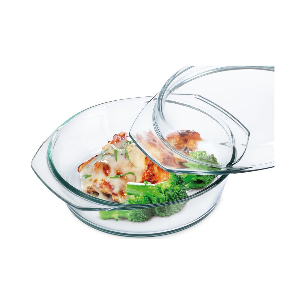 Simax - Round Glass Casserole with Glass Lid, 1.1 qt