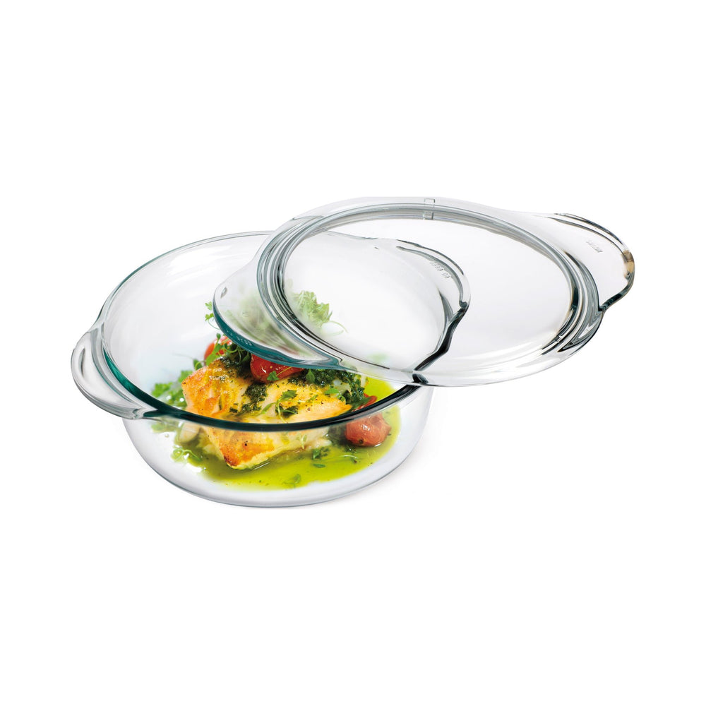Simax - Deep Round Glass Casserole with Lid, 1.6 qt