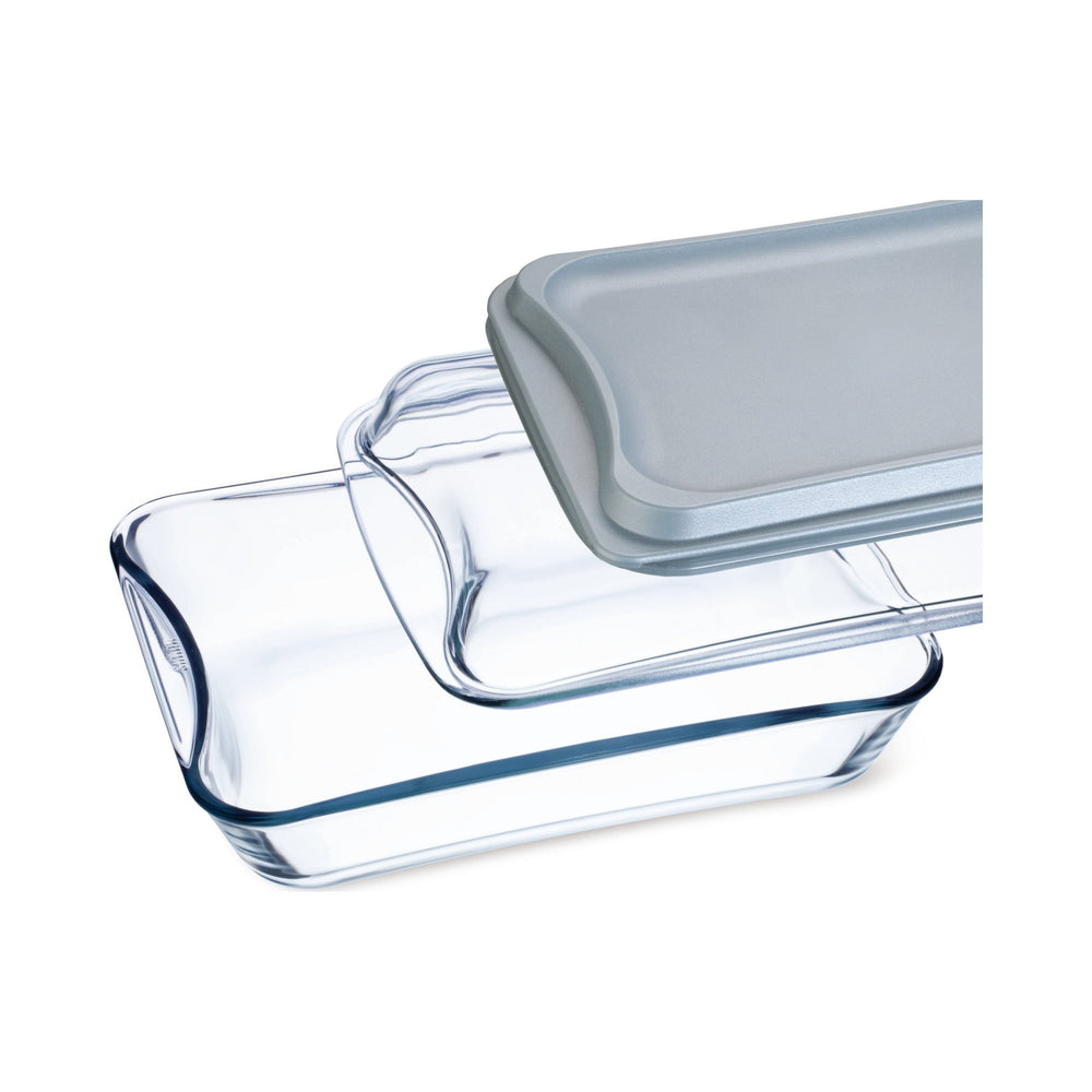 Simax - Exclusive Rectangular Glass Roaster with Glass and Plastic Lids, 2.6 qt