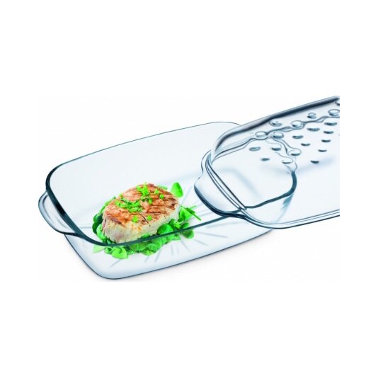 Simax - Oblong Glass Casserole with Glass Lid, 3.4 qt