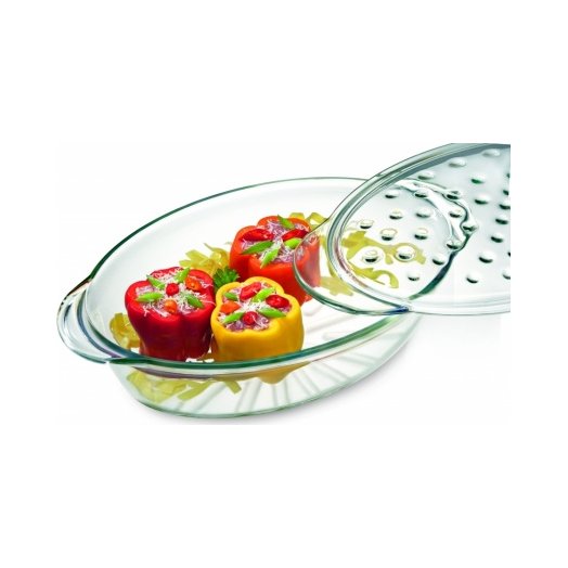 Simax - Oval Casserole with Glass Lid, 3.2 qt