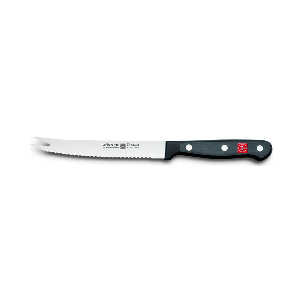 Wusthof - Gourmet, Tomato Knife, Serrated Blade, Fork Tip, Black, 5.5"