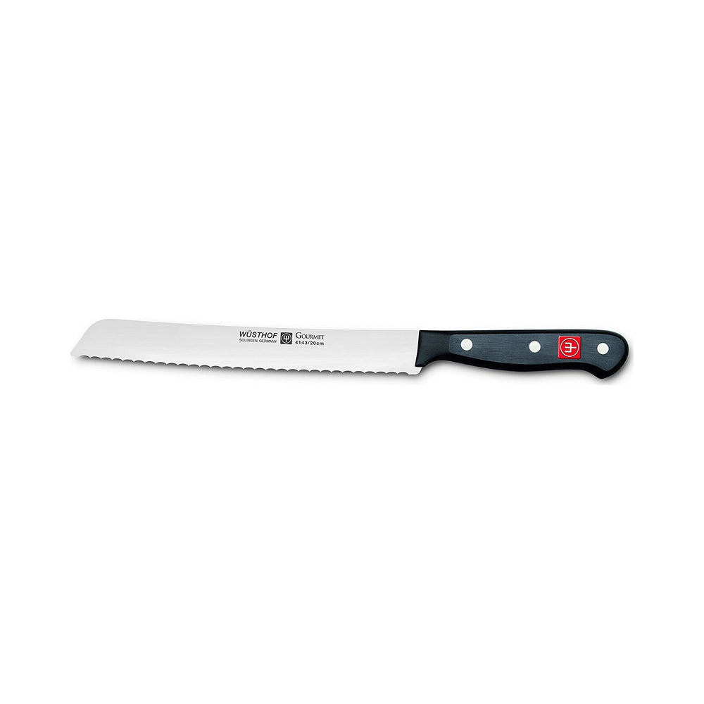 Wusthof - Gourmet, Bread Knife, Serrated Blade, Slanted Tip, Black, 8"