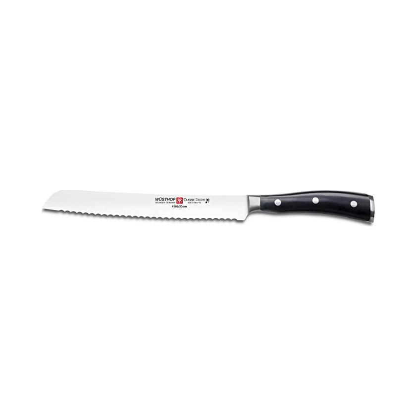 Wusthof - Classic Ikon, Bread Knife, Serrated Blade, Slanted Tip, Black, 8"