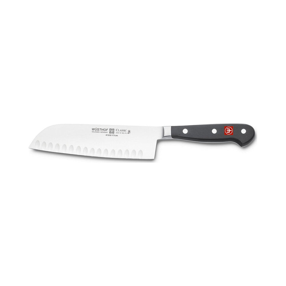 Wusthof - Classic, Santoku Knife, Granton Blade, Black, 7"